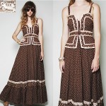 vintage 1970s gunne sax corset prairie maxi dress