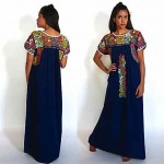 vintage 1970s mexican oaxacan embroidered maxi dress