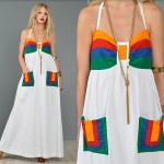 vintage 1970s rainbow maxi dress