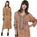 vintage 1970s tribal batik cotton hippie dress