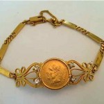 vintage 24k gold coin bracelet with diamonds