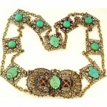 vintage art deco egyptian revival glass scarab belt