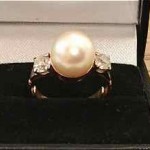 vintage art deco pearl and diamond ring