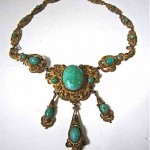 vintage art nouveau jade dangle necklace