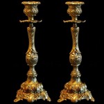 vintage belgian pair 1920 bronze altar candlesticks