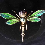 vintage c. 1910 enamel silver dragonfly pin