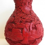 vintage chinese carved red lacquer vase