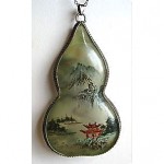 vintage chinese reverse painted pendant necklace