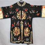 vintage early 20th century hand embroidered silk satin robe