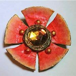 vintage enid collins paper mache flower brooch