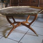 vintage hammered brass tray table