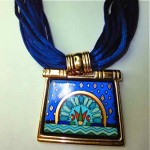 vintage michaela frey pendant silk cord necklace