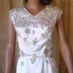 vintage midcentury beaded satin wedding dress