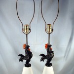 vintage midcentury cast iron and ceramic lamps