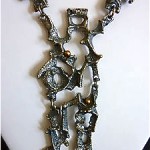 vintage midcentury larin sculptural pewter necklace