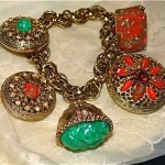 vintage poured glass charm bracelet