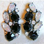 vintage schiaparelli lava glass and rhinestone earrings