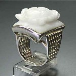 vintage sterling snow quartz flower ring