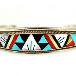 vintage zuni mother of pearl inlay silver bracelet