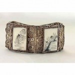 antique 1900s chinese ox bone scrimshaw bracelet