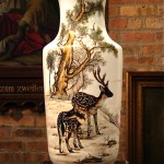 antique chinese handpainted porcelain deer vase