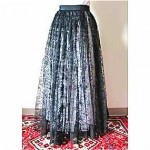 antique french black chantilly lace over skirt