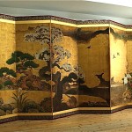 antique japanese handpainted folding screen
