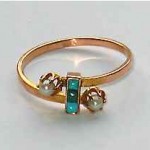 edwardian gold pearl and turquoise ring