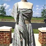 vintage 1940s tina leser indian sari style cotton strapless dress with shawl