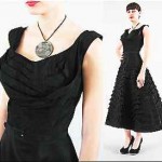 vintage 1950s ruffle pleats cocktail dress