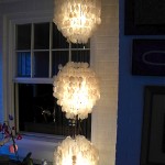 vintage 3-tier capiz shell chandelier