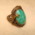 vintage art deco brass and jade ring
