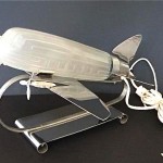 vintage art deco sarsaparille frosted glass airplane lamp