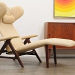 vintage danish modern h.w. klein teak lounge chair chaise