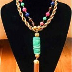 vintage glass ceramic tassel sautoir necklace