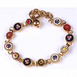 vintage glass mosaic link bracelet