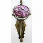 vintage lavender pink shell pendant necklace