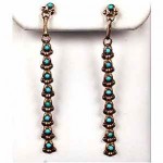 vintage native american petit point turquoise dangle earrings