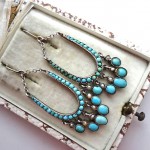 vintage victorian turquoise and seed pearl earrings