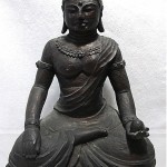 antique 1900s carved wood buddha