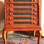 antique oak j & p coats spool cabinet