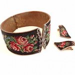 victorian needlepoint cuff bracelet and earrings