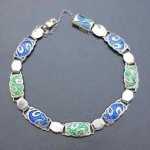 vintage 1909 james fenton art nouveau enamel silver bracelet