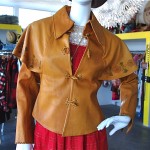 vintage 1970s handpainted char leather jacket