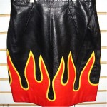 vintage 1980s michael hoban flames leather skirt