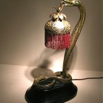 vintage art deco silver and copper overlay cobra lamp