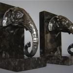 vintage art deco silver marble bookends