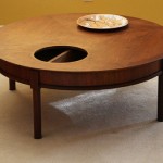 vintage brown-saltman walnut lazy susan coffee table