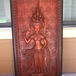 vintage cambodian relief carved wood panel