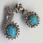 vintage diamond and turquoise 14k earrings